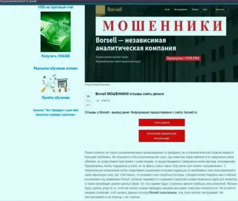 Обзор мошеннических уловок scam-проекта Borsell - это МОШЕННИКИ !!!