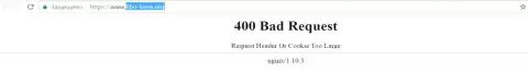 Официальный web-сайт биржевого брокера Fibo-Forex некоторое количество дней недоступен и выдает - 400 Bad Request (ошибка)