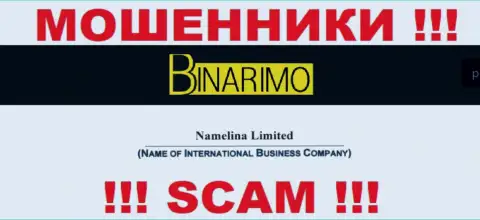 Юридическим лицом Binarimo Com является - Namelina Limited