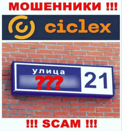 Весьма рискованно совместно работать с интернет кидалами Ciclex, т.к. ничего неведомо об их адресе регистрации