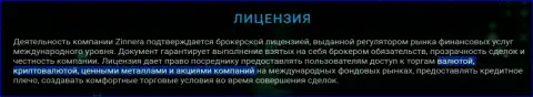 Торговые инструменты брокера Зиннейра Ком