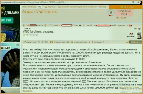 Мошенники из ВНС Брокерс слили биржевого трейдера на довольно серьезную сумму денег - 1 500 000 российских рублей