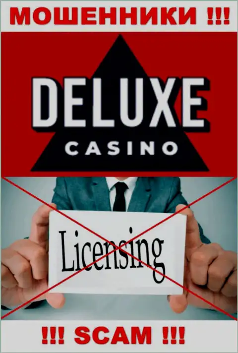 Отсутствие лицензии у конторы Deluxe-Casino Com, только подтверждает, что это internet-аферисты
