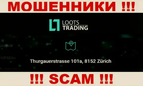 Loots Trading это очередные мошенники ! Не желают показать реальный адрес конторы