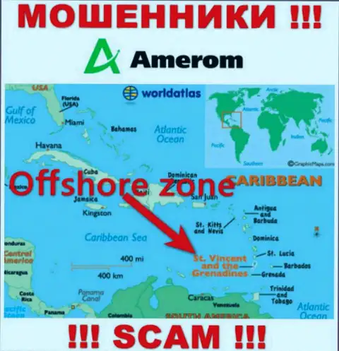 Компания Амером Де зарегистрирована довольно далеко от оставленных без денег ими клиентов на территории Saint Vincent and the Grenadines