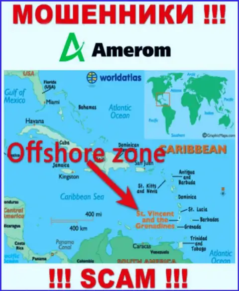 Компания Амером Де зарегистрирована довольно далеко от оставленных без денег ими клиентов на территории Saint Vincent and the Grenadines