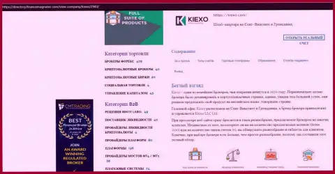 Материал о условиях для торгов forex компании Kiexo Com, расположенный на информационном портале Directory FinanceMagnates Com