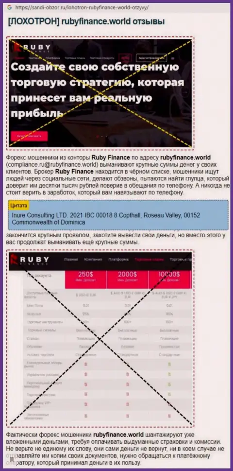 Обман во всемирной сети интернет !!! Обзорная статья о противозаконных действиях internet мошенников RubyFinance World