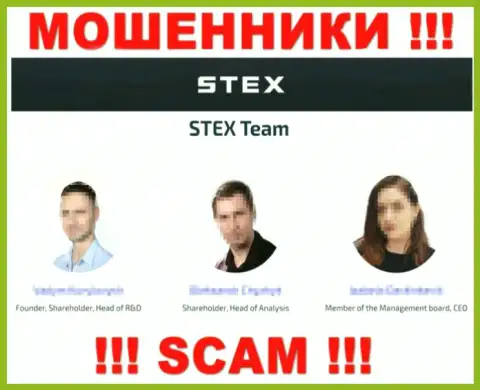 Кто точно руководит Stex непонятно, на сайте мошенников представлены фейковые сведения