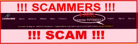 Coinumm Com scammers don't have a license - look ahead