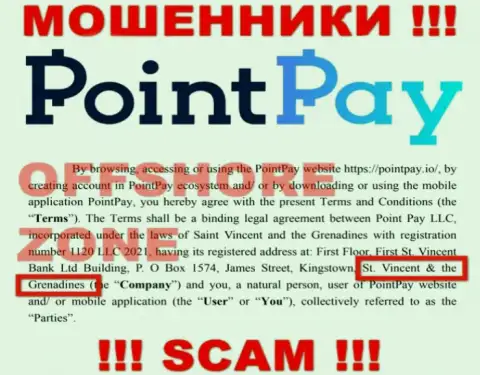 Базируется организация Point Pay в офшоре на территории - Сент-Винсент и Гренадины, ЖУЛИКИ !!!