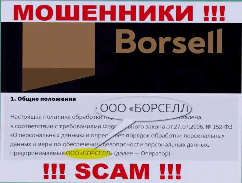 Мошенники Борселл Ру принадлежат юр. лицу - ООО БОРСЕЛЛ
