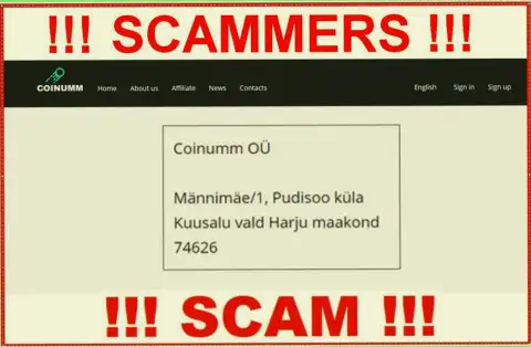 Coinumm Com fraudsters company address