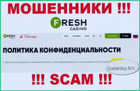 Юридическое лицо интернет воров Fresh Casino - это GALAKTIKA N.V