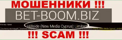 Юридическим лицом, владеющим интернет-мошенниками Bet Boom Biz, является Hillside (New Media Cyprus) Limited