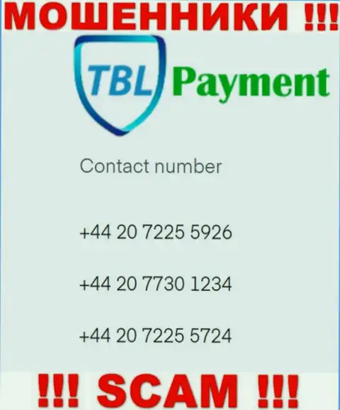Мошенники из компании TBL Payment, для разводняка людей на деньги, задействуют не один номер телефона