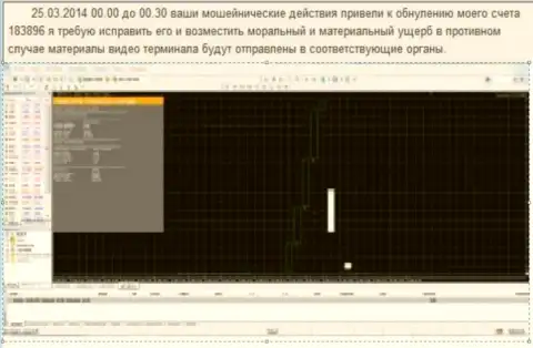 Снимок с экрана с доказательством слива счета в Ru GrandCapital Net