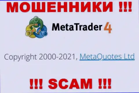 Организация, которая управляет разводняком МетаТрейдер4 - это MetaQuotes Ltd