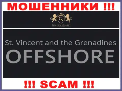 Офшорная регистрация Голден Стэнли на территории St. Vincent and the Grenadines, позволяет оставлять без денег клиентов