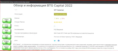 Инфа о дилере BTG Capital в информационном материале на веб-сервисе Форекс-Рейтинг Ком